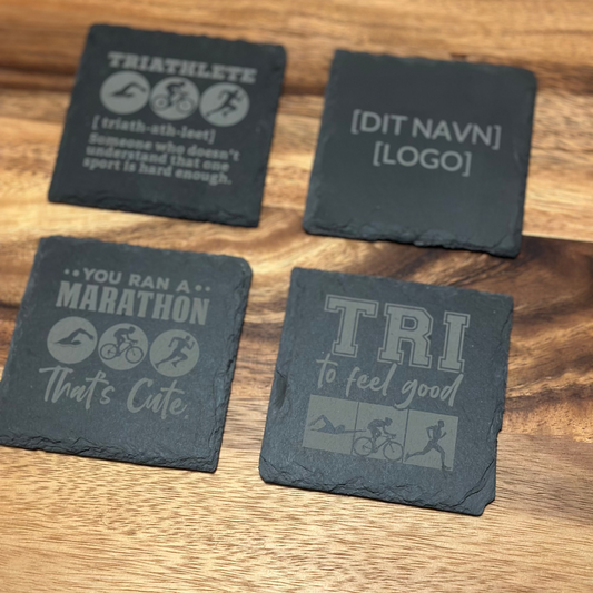 Triatleten coasters i indgraveret sten