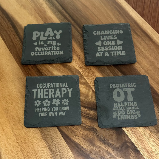 Ergoterapeuten coaster i indgraveret sten